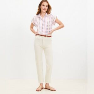 LOFT Women's Cropped Cream Jeans for Fall